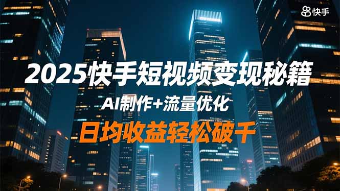 2025快手短视频变现秘籍,AI制作+流量优化,日均收益轻松破千-摇钱树